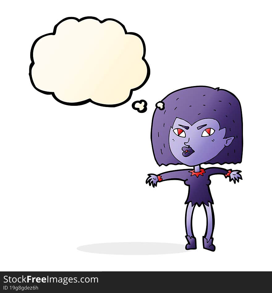 Cartoon Vampire Girl With Thought Bubble