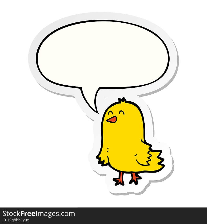 Cartoon Bird And Speech Bubble Sticker