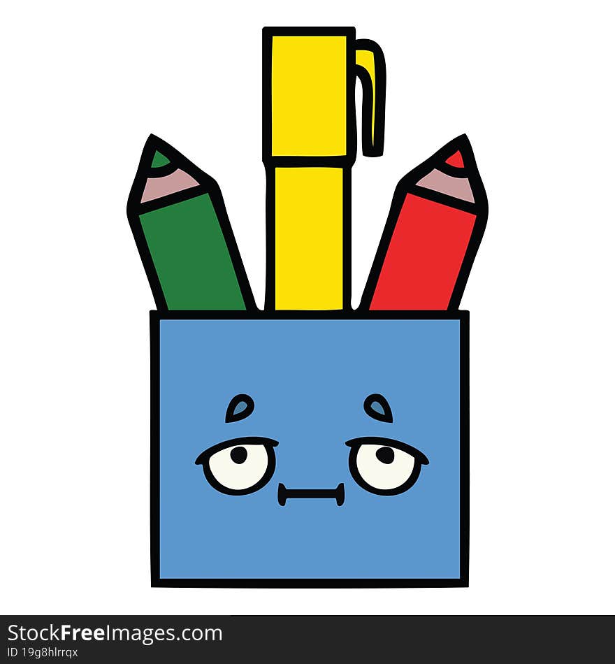 cute cartoon of a pencil pot. cute cartoon of a pencil pot