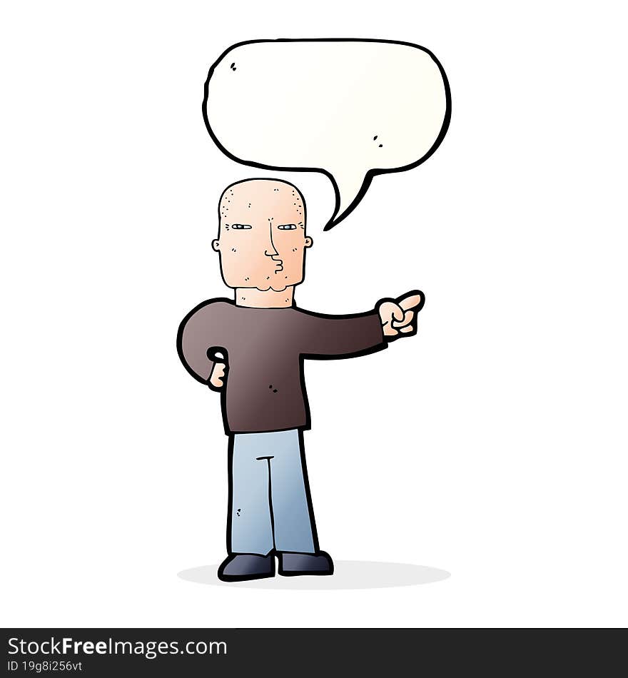 cartoon pointing man with speech bubble