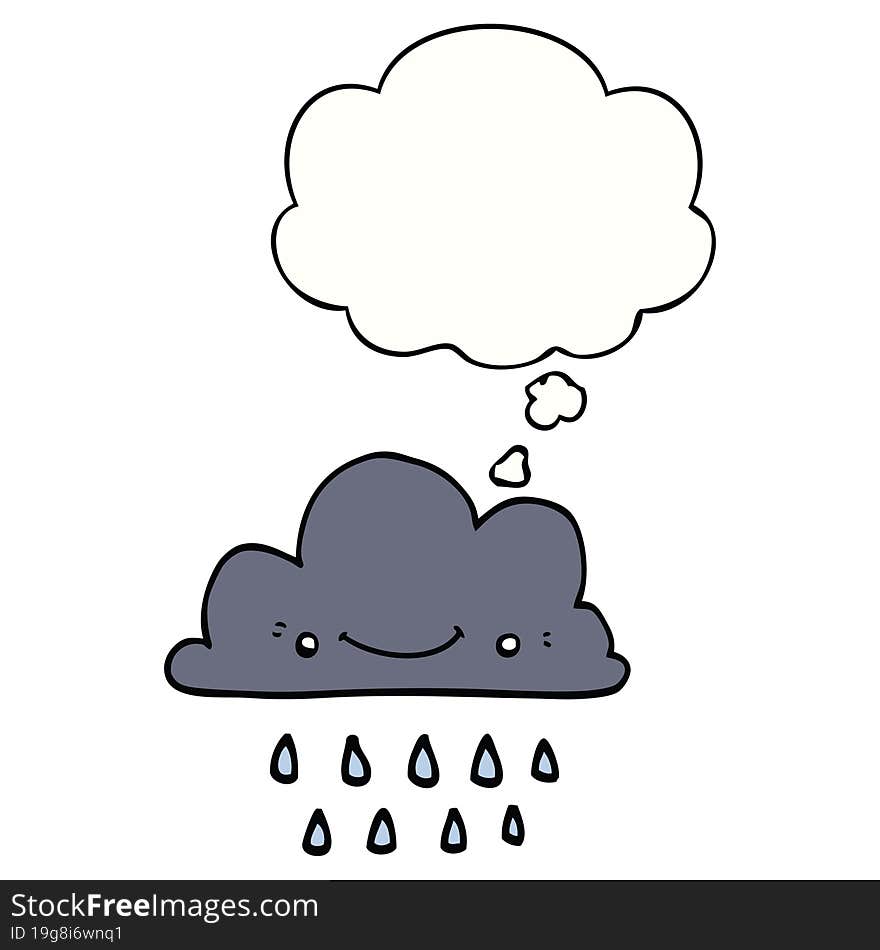 cartoon storm cloud with thought bubble. cartoon storm cloud with thought bubble