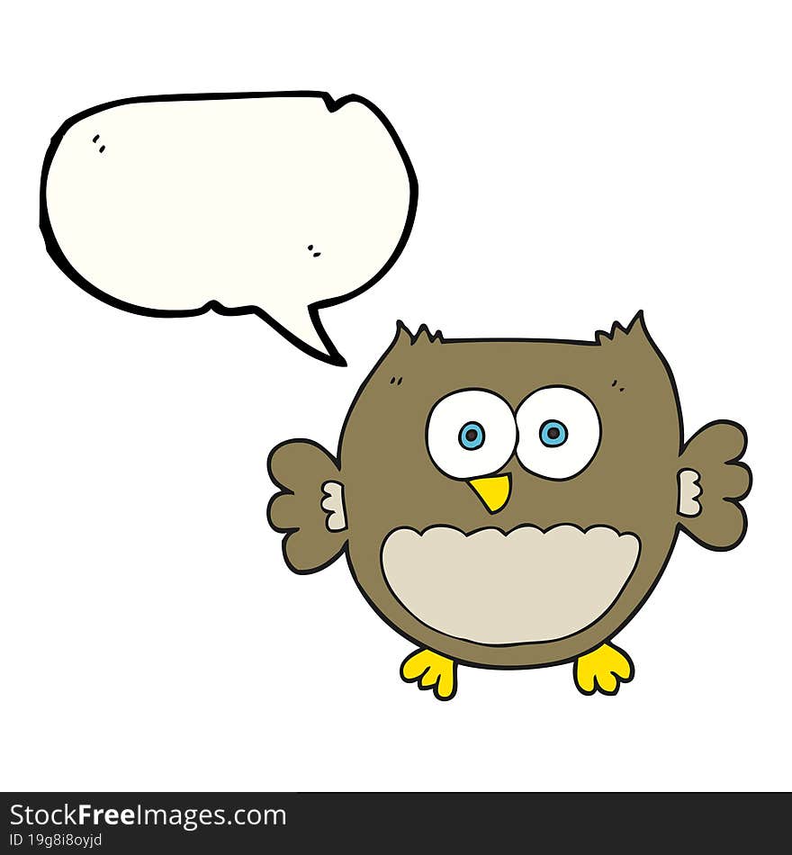 freehand drawn speech bubble cartoon owl