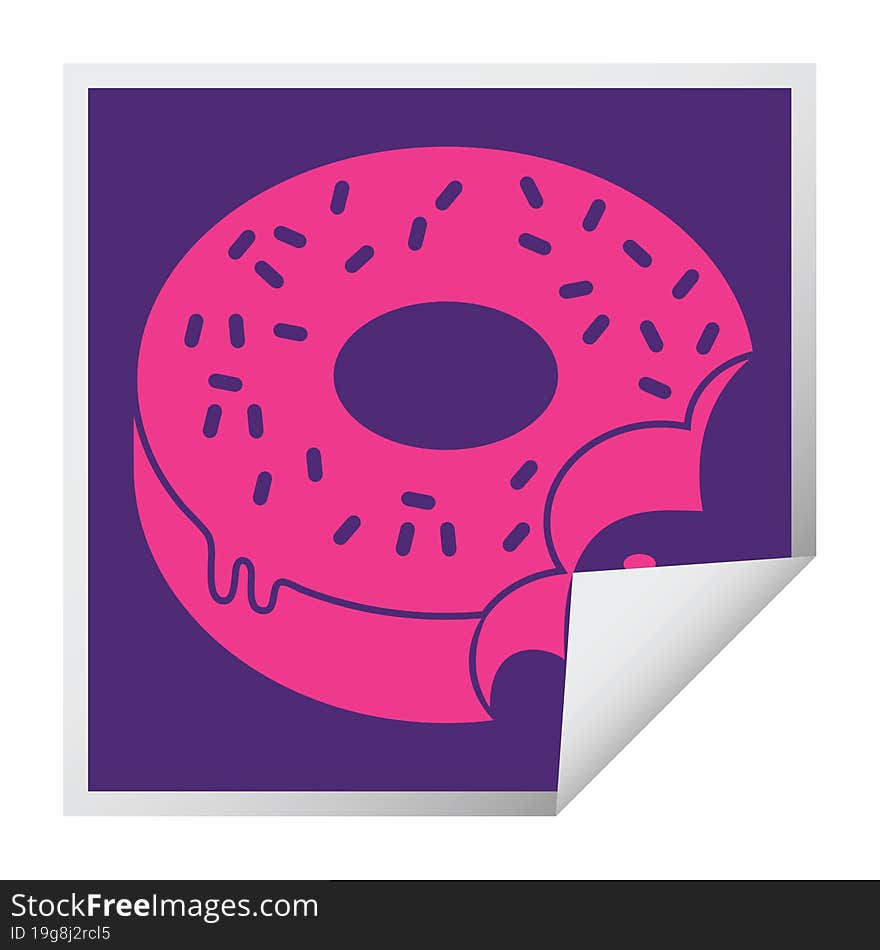 bitten frosted donut square peeling sticker