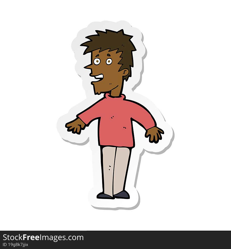 sticker of a cartoon happy boy