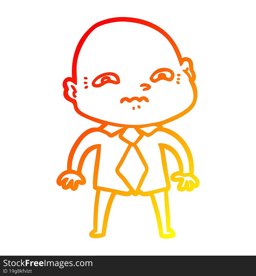 warm gradient line drawing of a cartoon nervous man