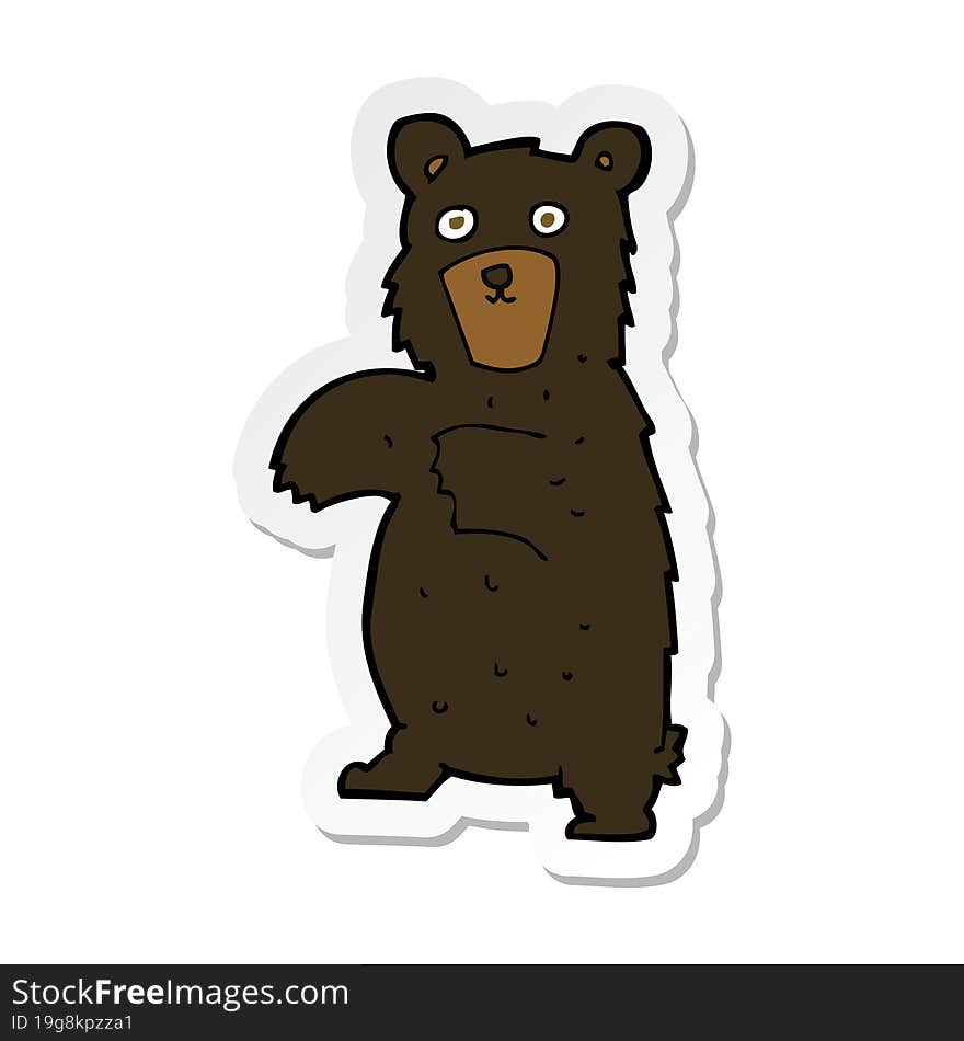 Sticker Of A Cartoon Black Bear