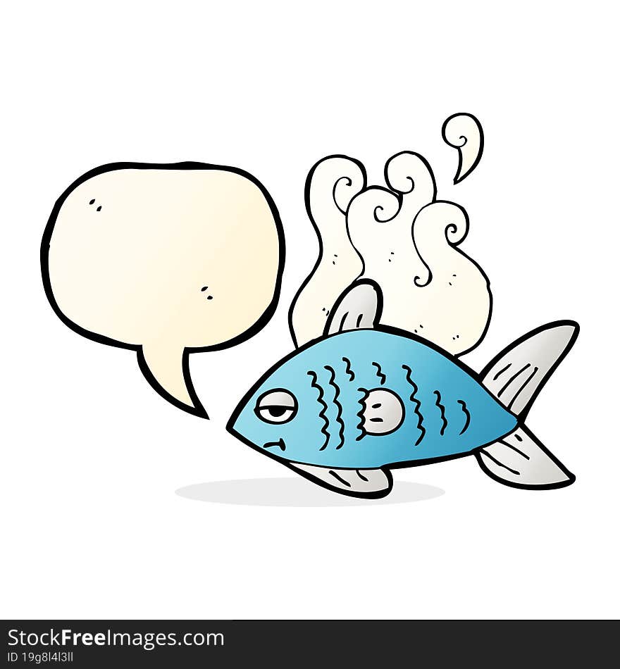 cartoon funny fish with speech bubble