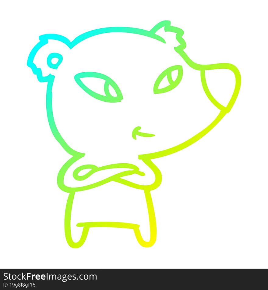 Cold Gradient Line Drawing Cute Cartoon Bear