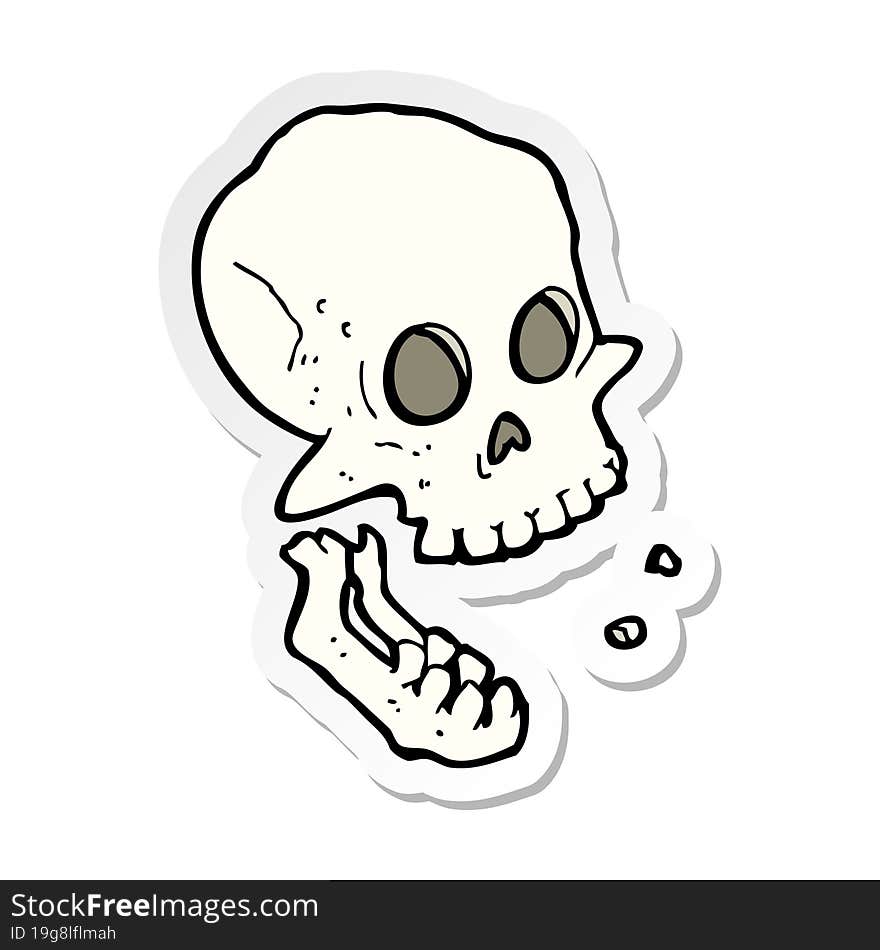 Sticker Of A Cartoon Laughing Skull