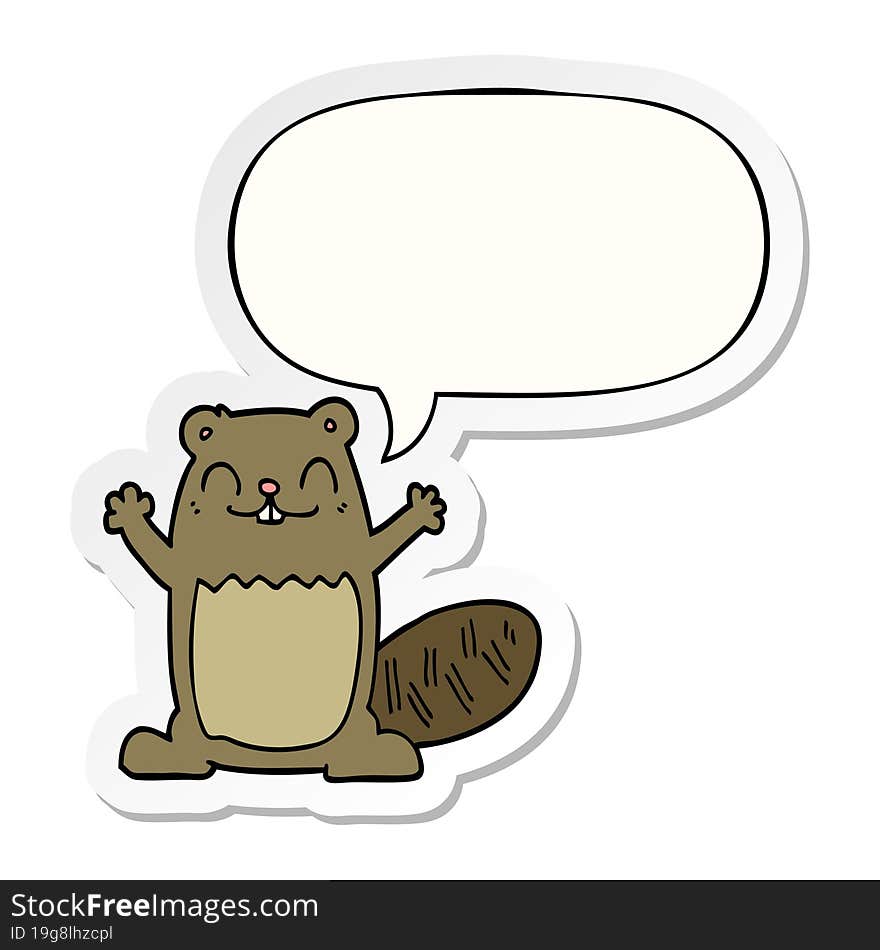 cartoon beaver and speech bubble sticker