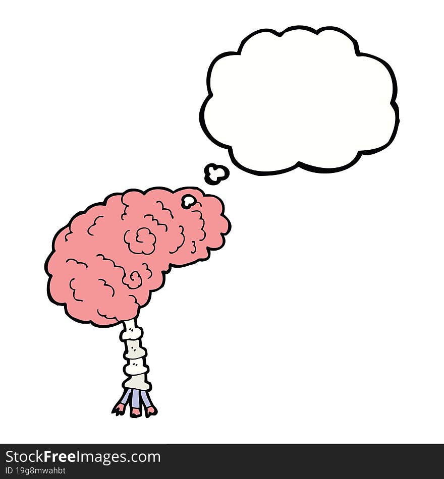 cartoon brain with thought bubble