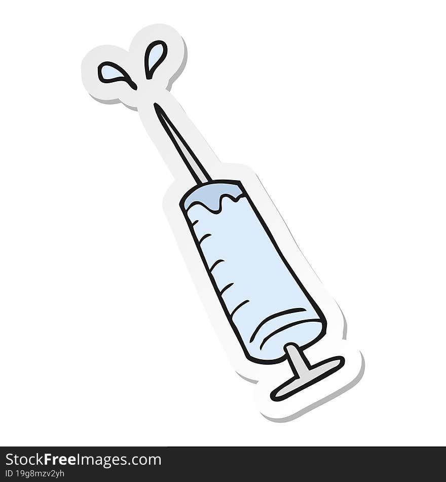 Sticker Of A Cartoon Medical Needle