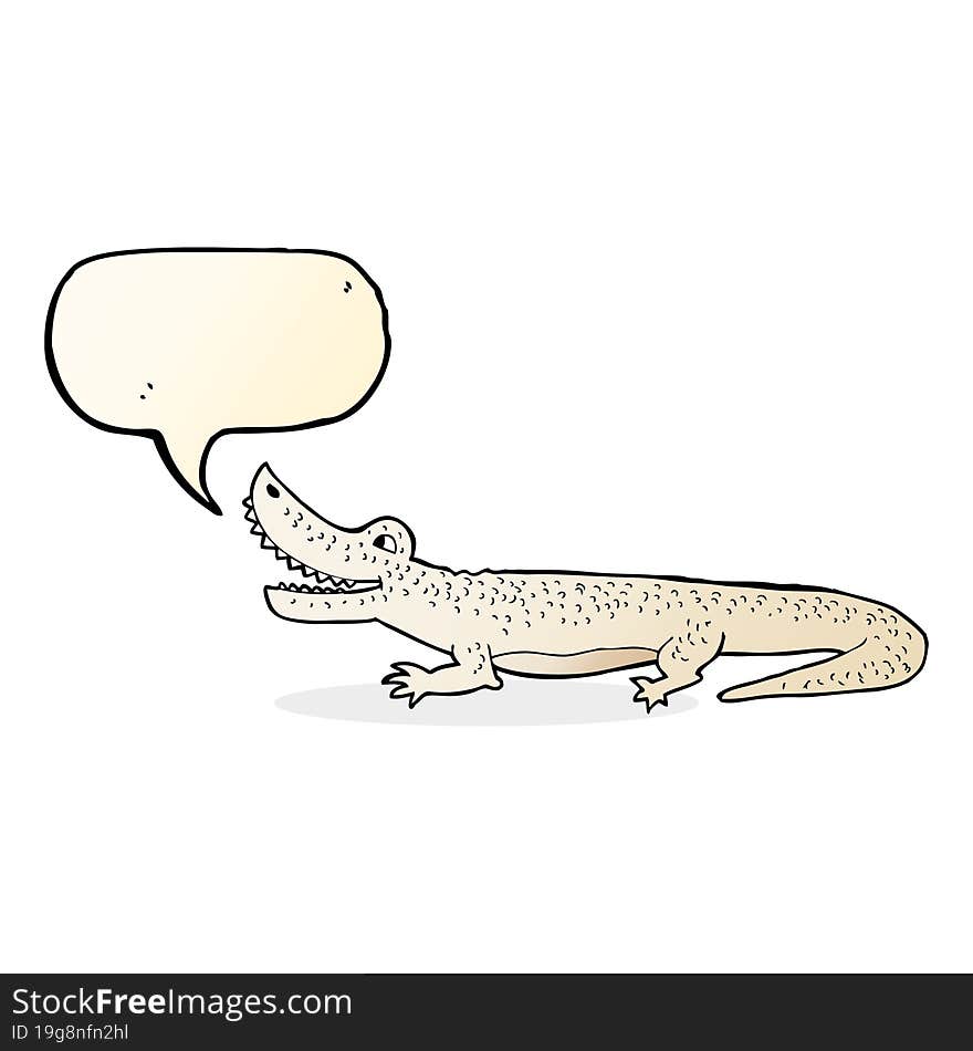 cartoon happy crocodile with speech bubble