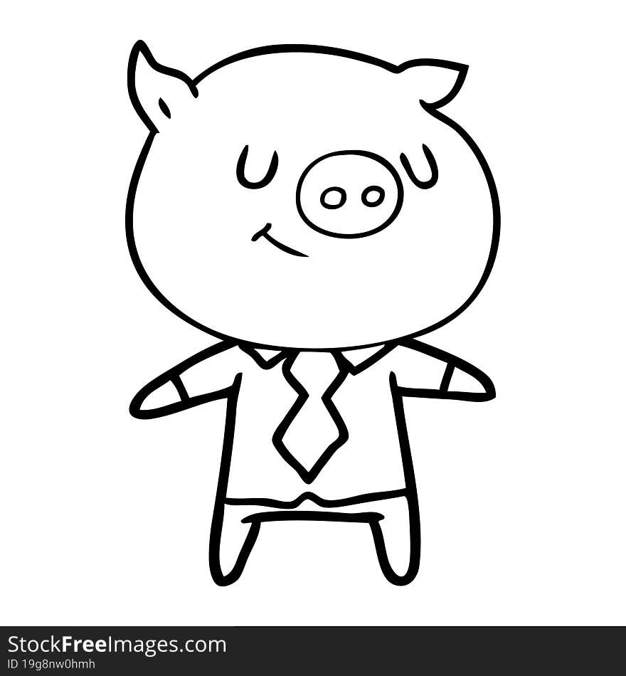 happy cartoon smart pig. happy cartoon smart pig