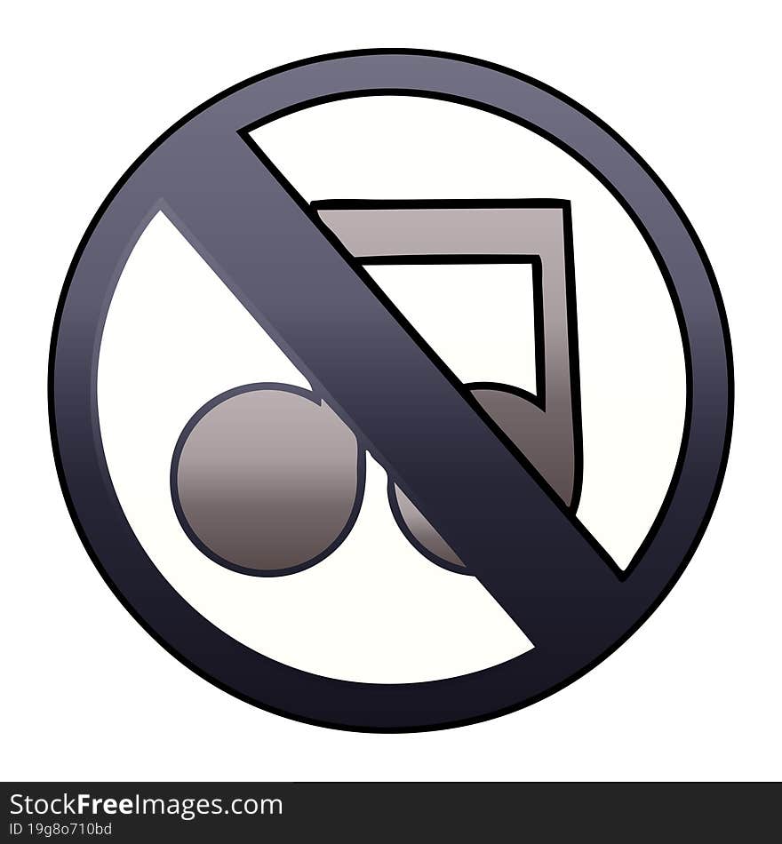 gradient shaded cartoon of a no music allowed sign