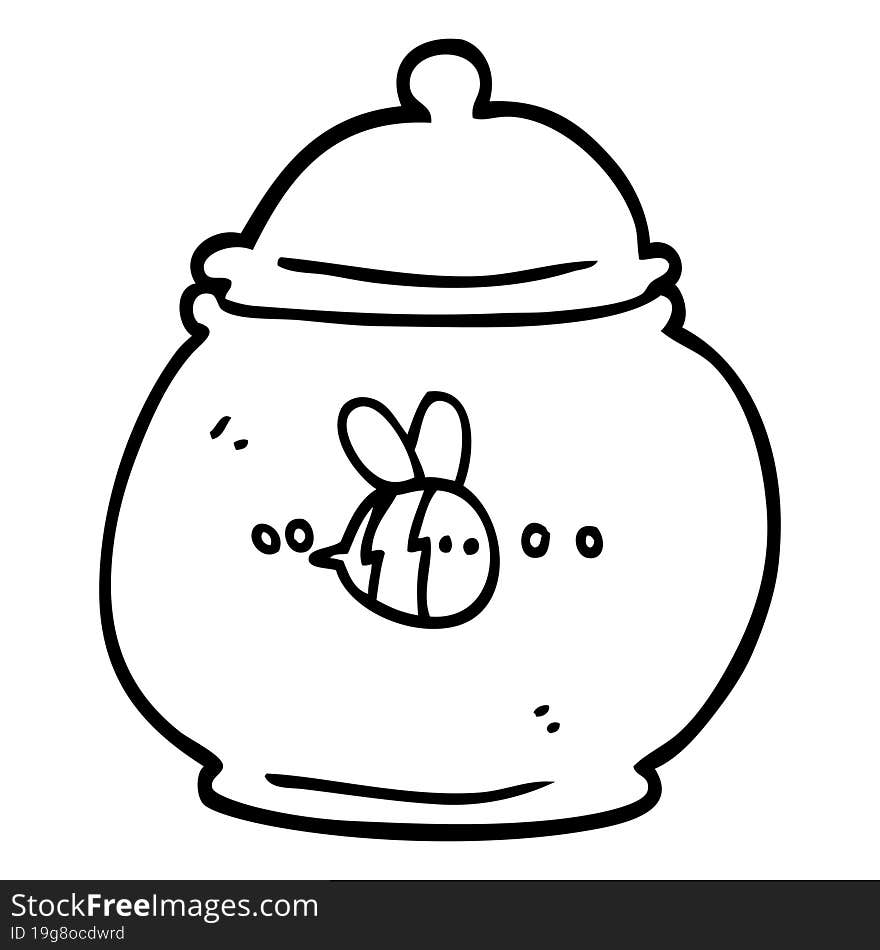 black and white cartoon honey pot