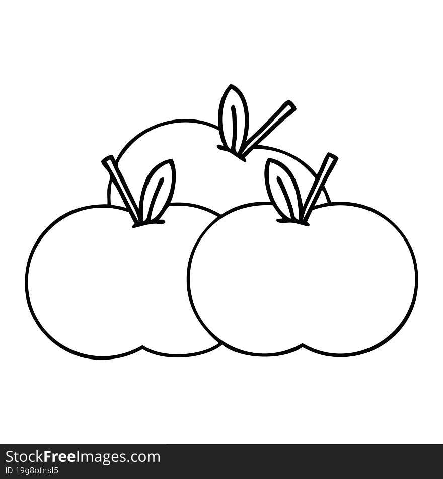 Line Drawing Cartoon Juicy Apple