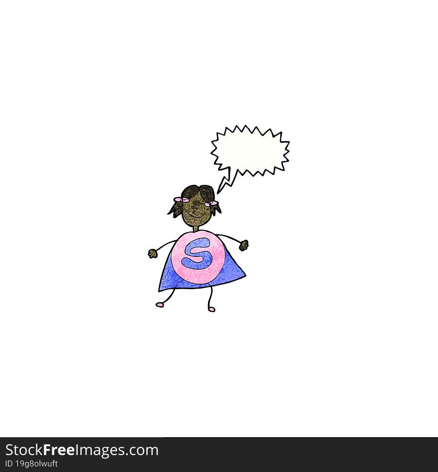 child\'s drawing of a  superhero girl