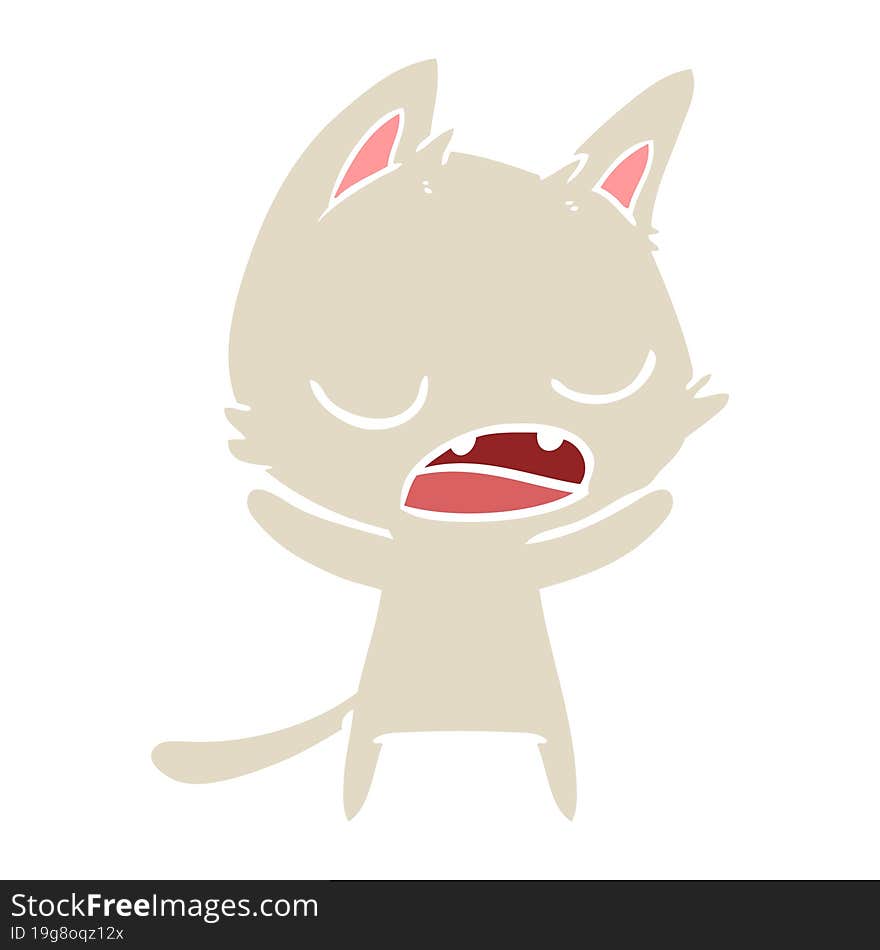 talking cat flat color style cartoon