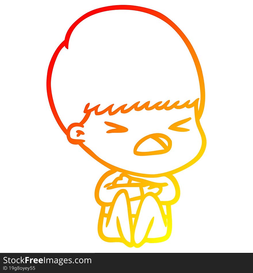 Warm Gradient Line Drawing Cartoon Stressed Man