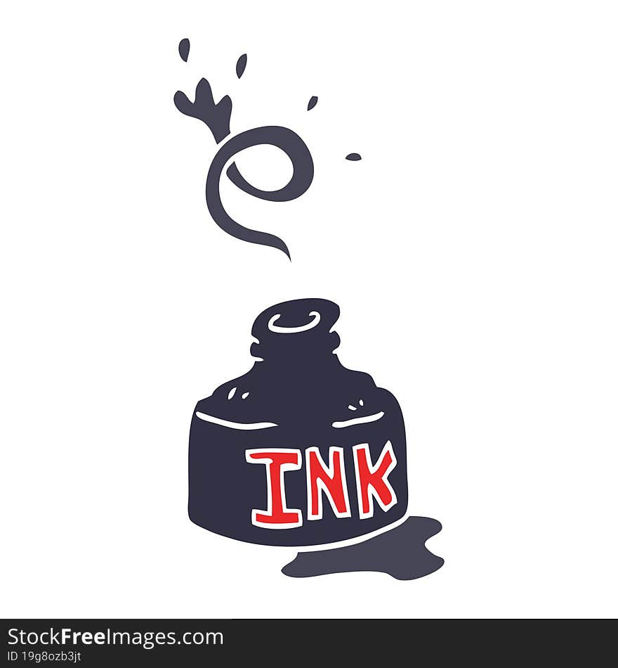 cartoon doodle spilled ink bottle