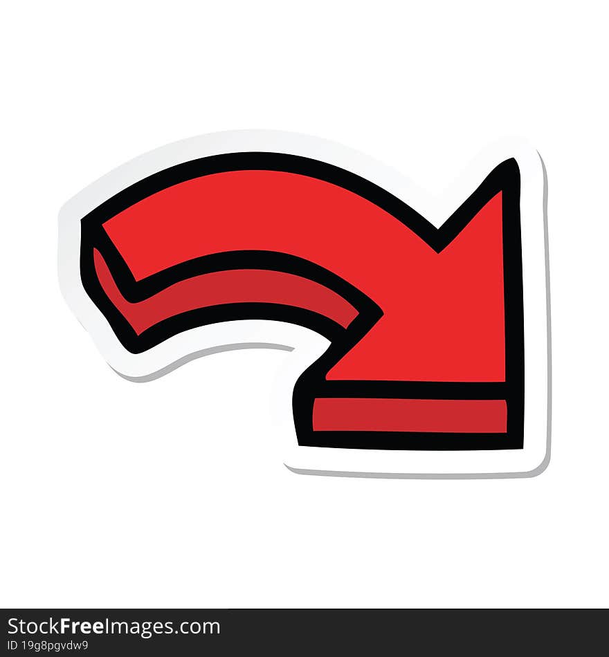 Sticker Of A Cute Cartoon Pointing Arrow