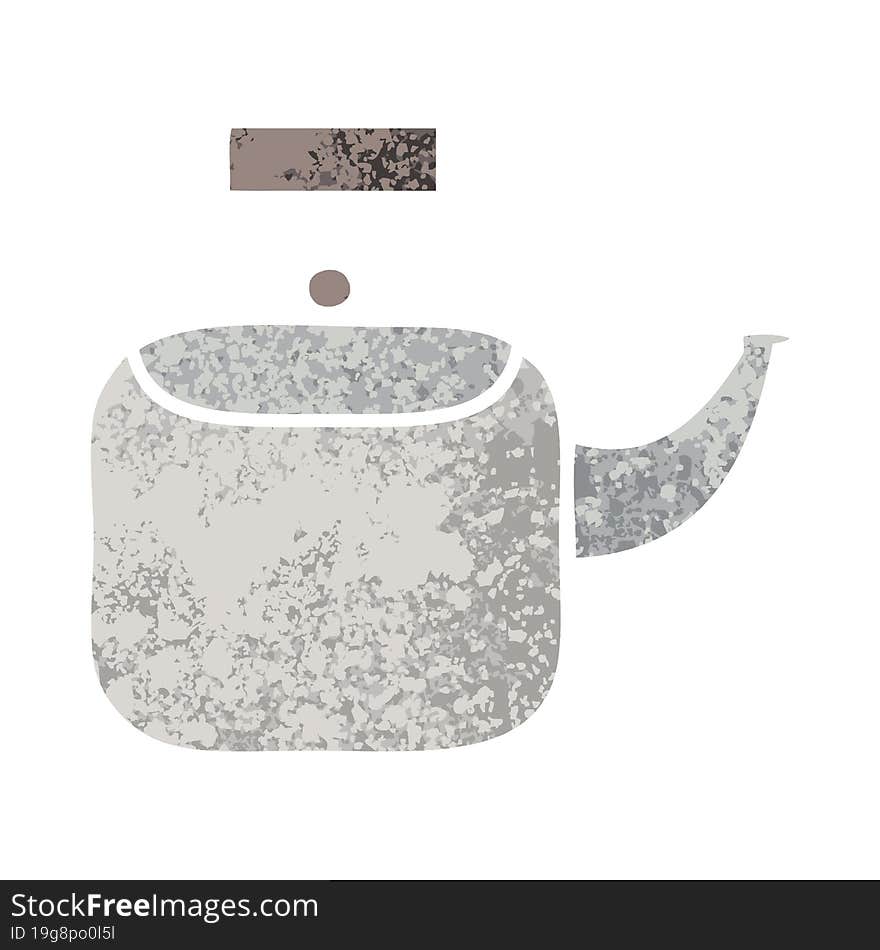 retro illustration style cartoon of a kettle pot