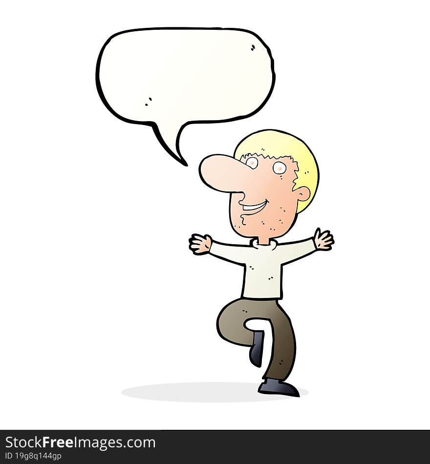 Cartoon Happy Man With Speech Bubble