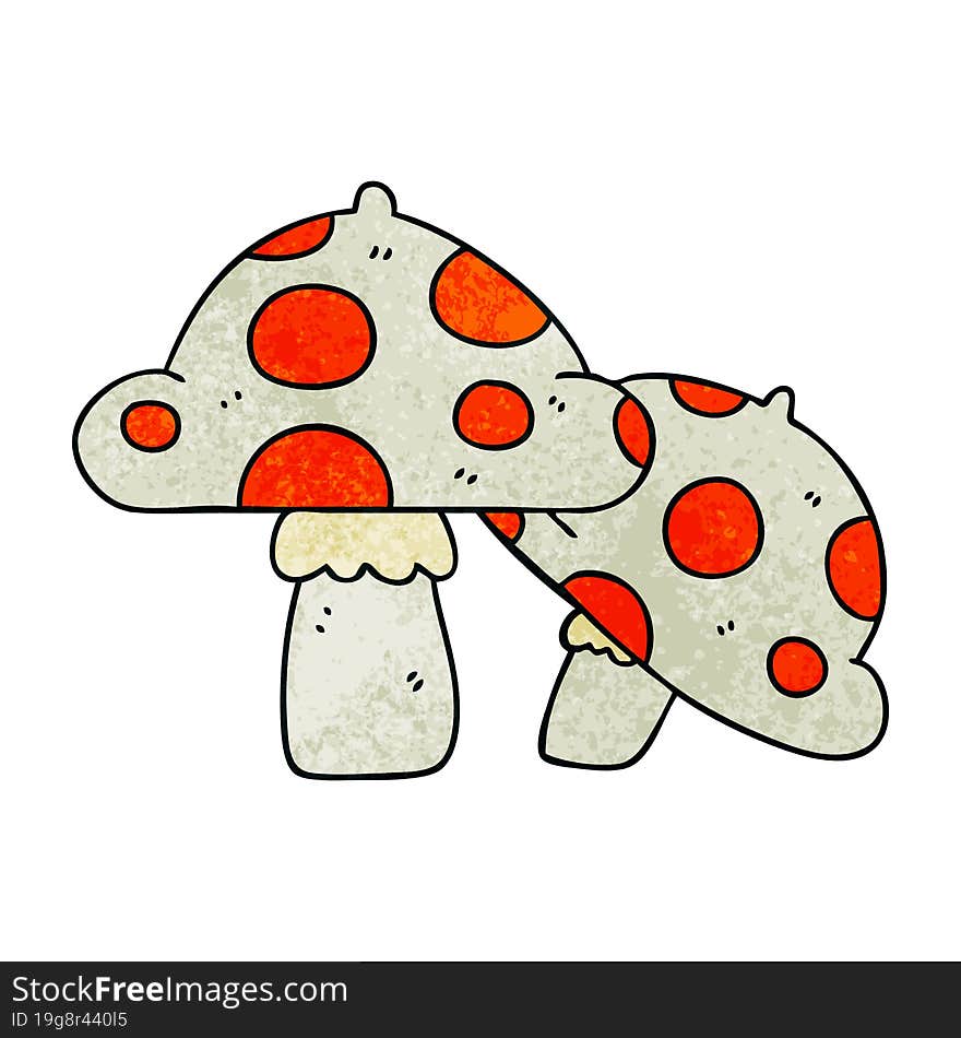 quirky hand drawn cartoon toadstools