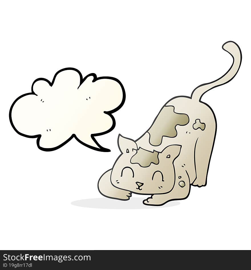 Speech Bubble Cartoon Cat Playing