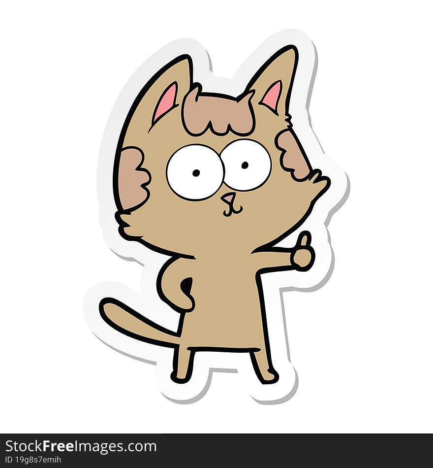 sticker of a happy cartoon cat