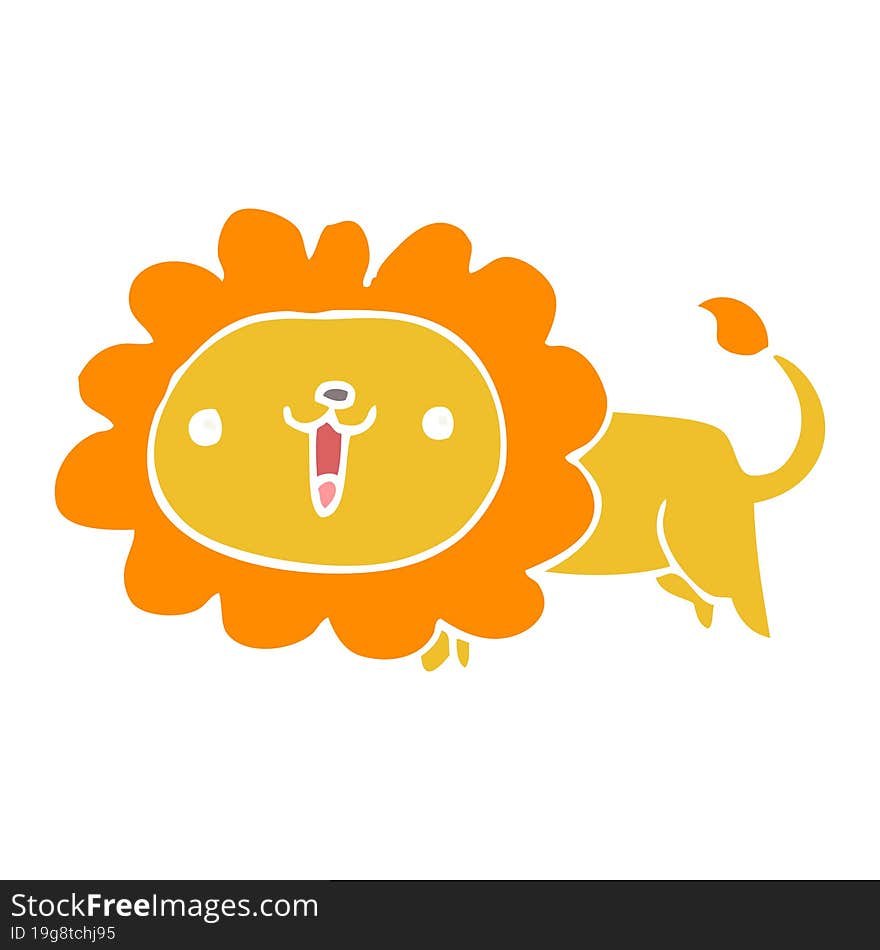 cute flat color style cartoon lion