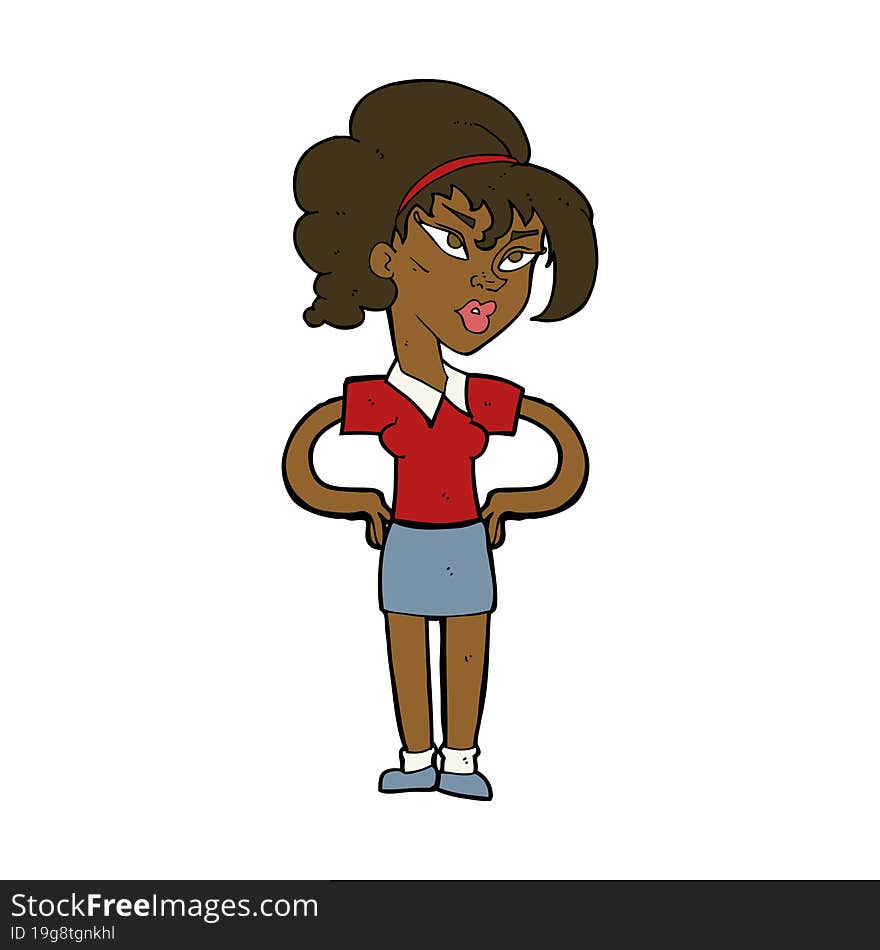 cartoon woman with hands on hips