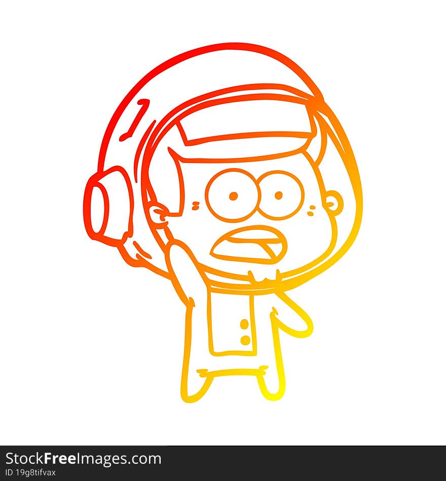 warm gradient line drawing cartoon surprised astronaut