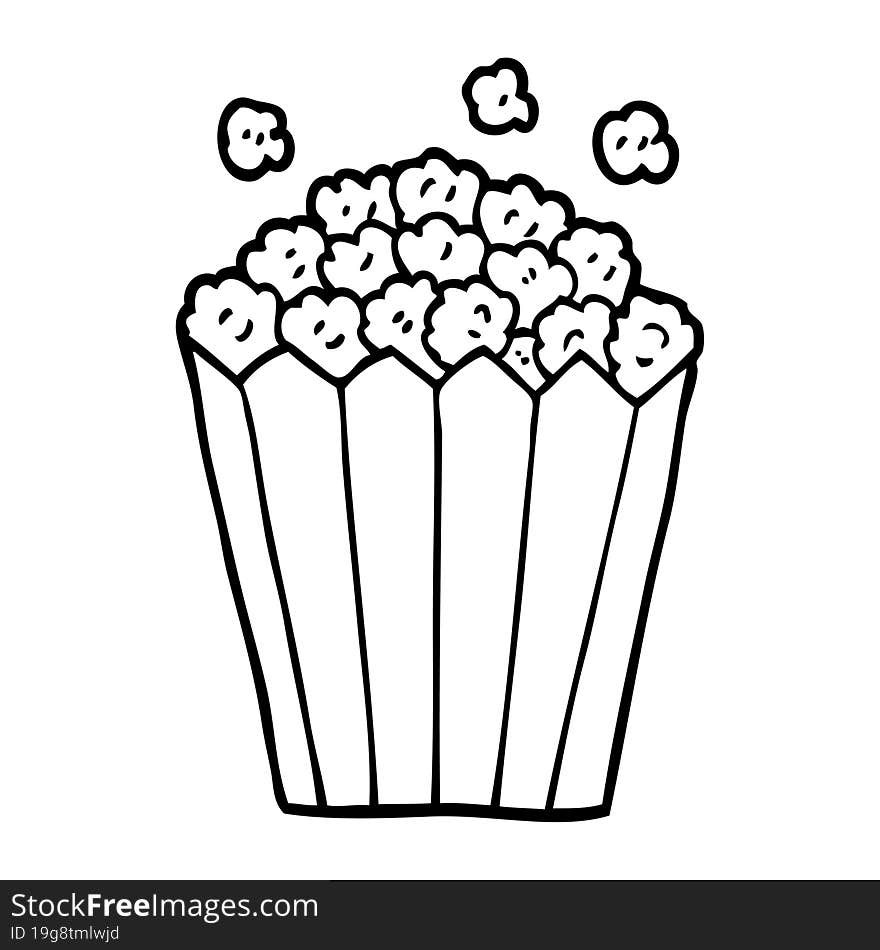 line drawing cartoon popcorn