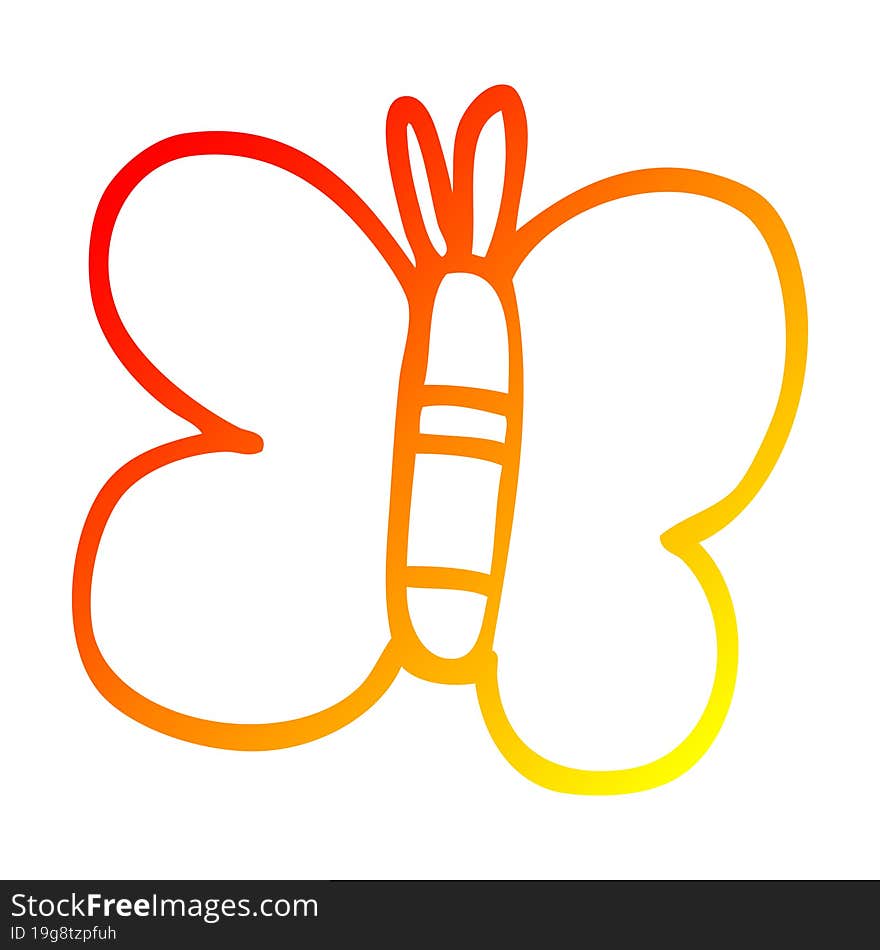 warm gradient line drawing cartoon butterfly