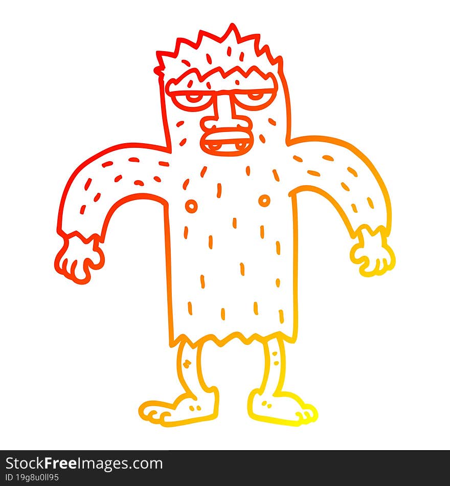 warm gradient line drawing cartoon bigfoot creature