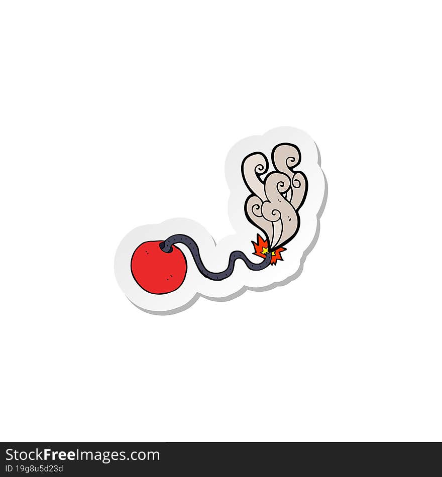 sticker of a cartoon burning bomb