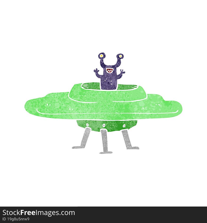 Retro Cartoon Flying Saucer