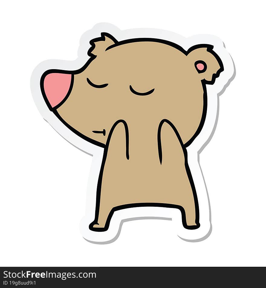 sticker of a happy cartoon bear