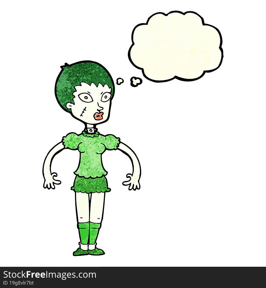 Cartoon Zombie Monster Woman With Thought Bubble