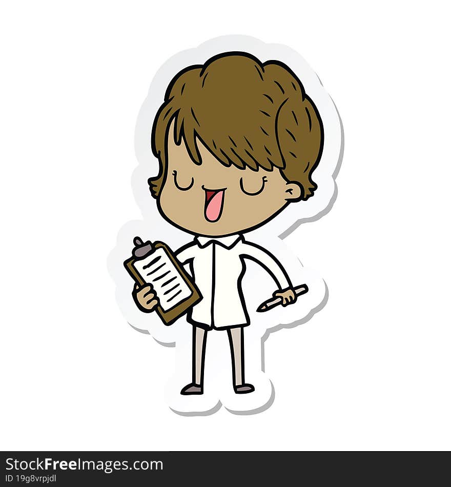 sticker of a cartoon woman talking