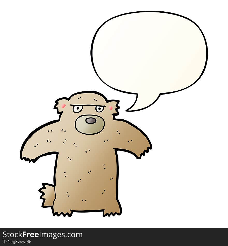 cartoon bear and speech bubble in smooth gradient style