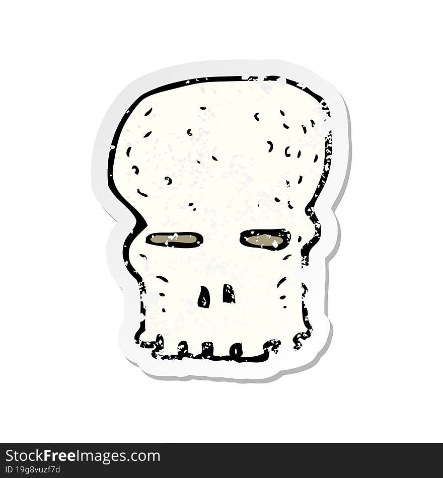 Retro Distressed Sticker Of A Cartoon Spooky Skull