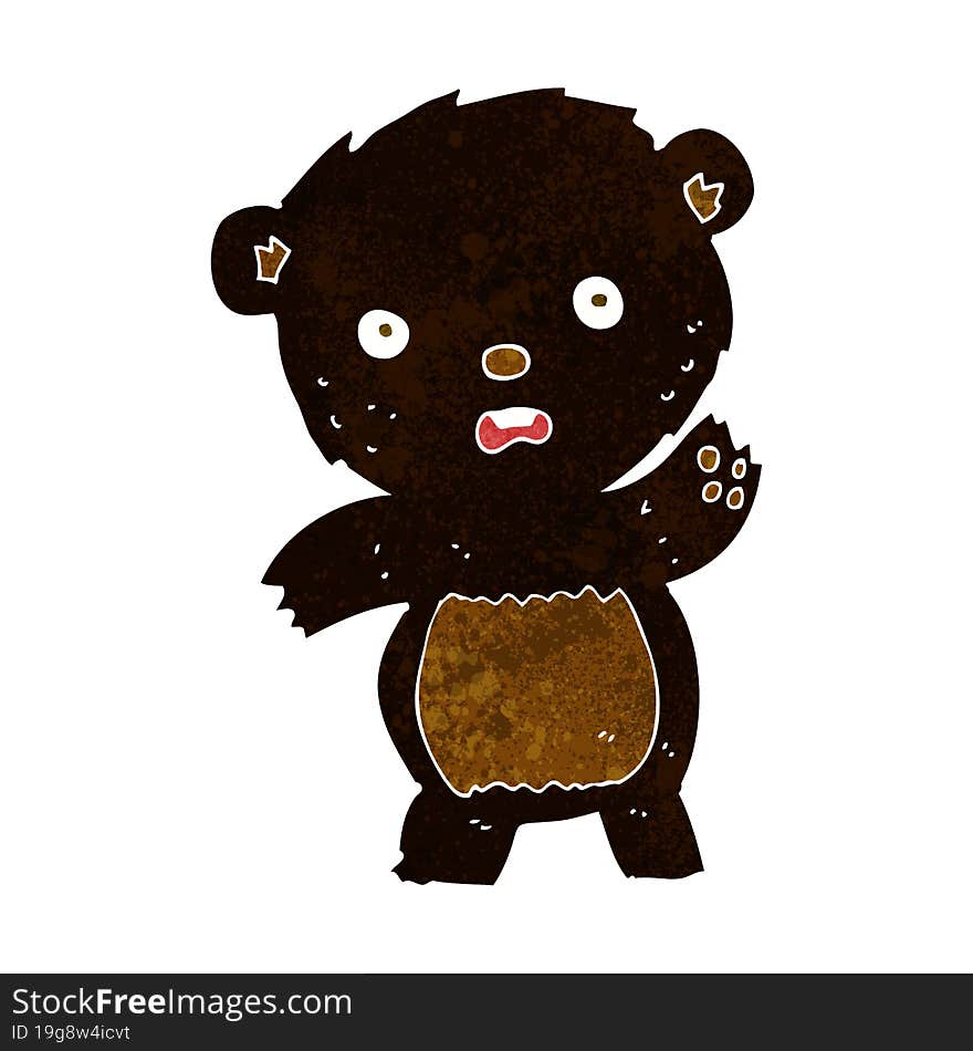 cartoon waving black bear cub