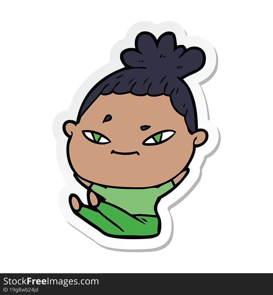 Sticker Of A Cartoon Woman