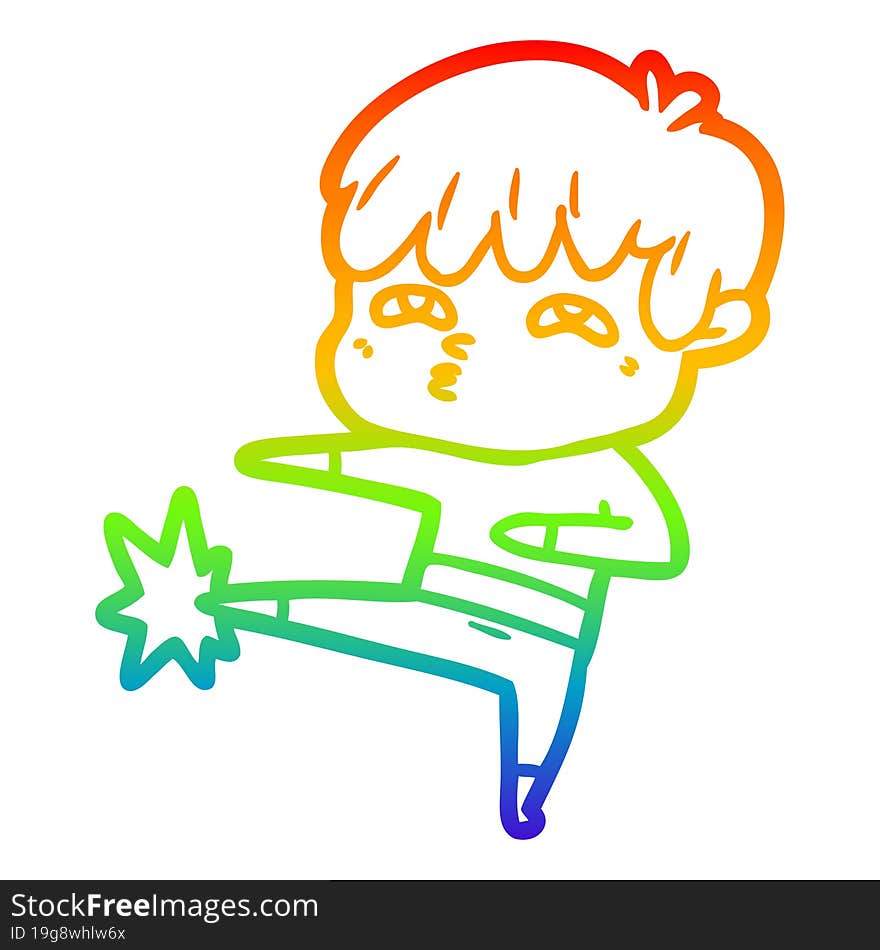 rainbow gradient line drawing cartoon curious man