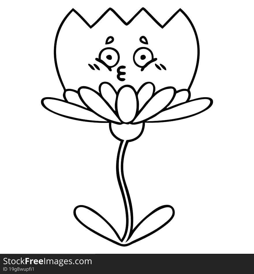 Line Drawing Cartoon Flower