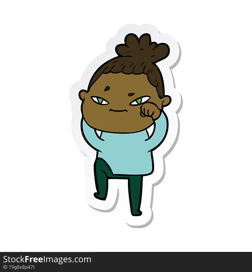 sticker of a cartoon woman