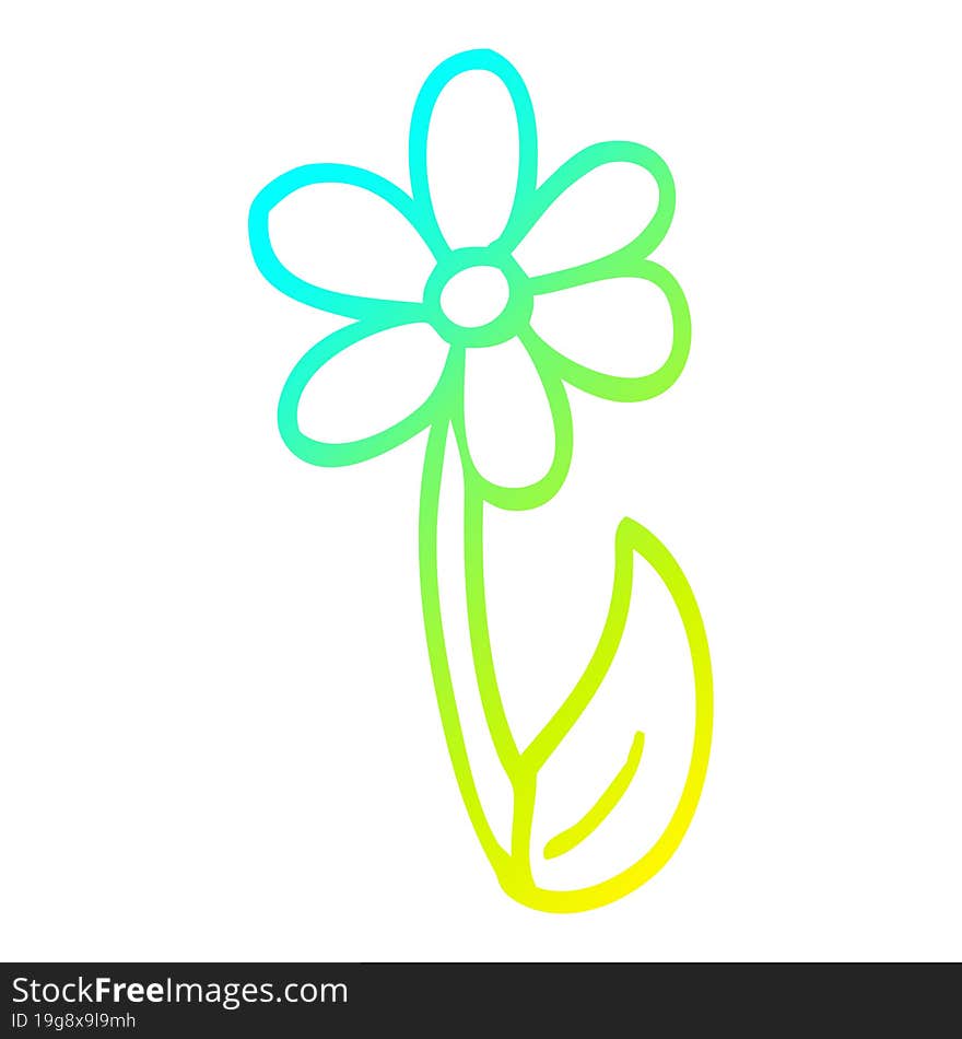 cold gradient line drawing cartoon spring flower